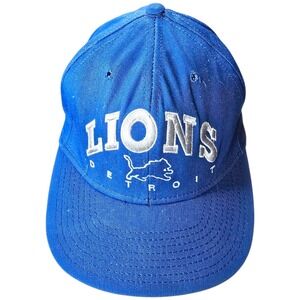 Vintage 90s Detroit Lions Hat Cap NFL Team Snapback Blue Silver Embroidered Logo